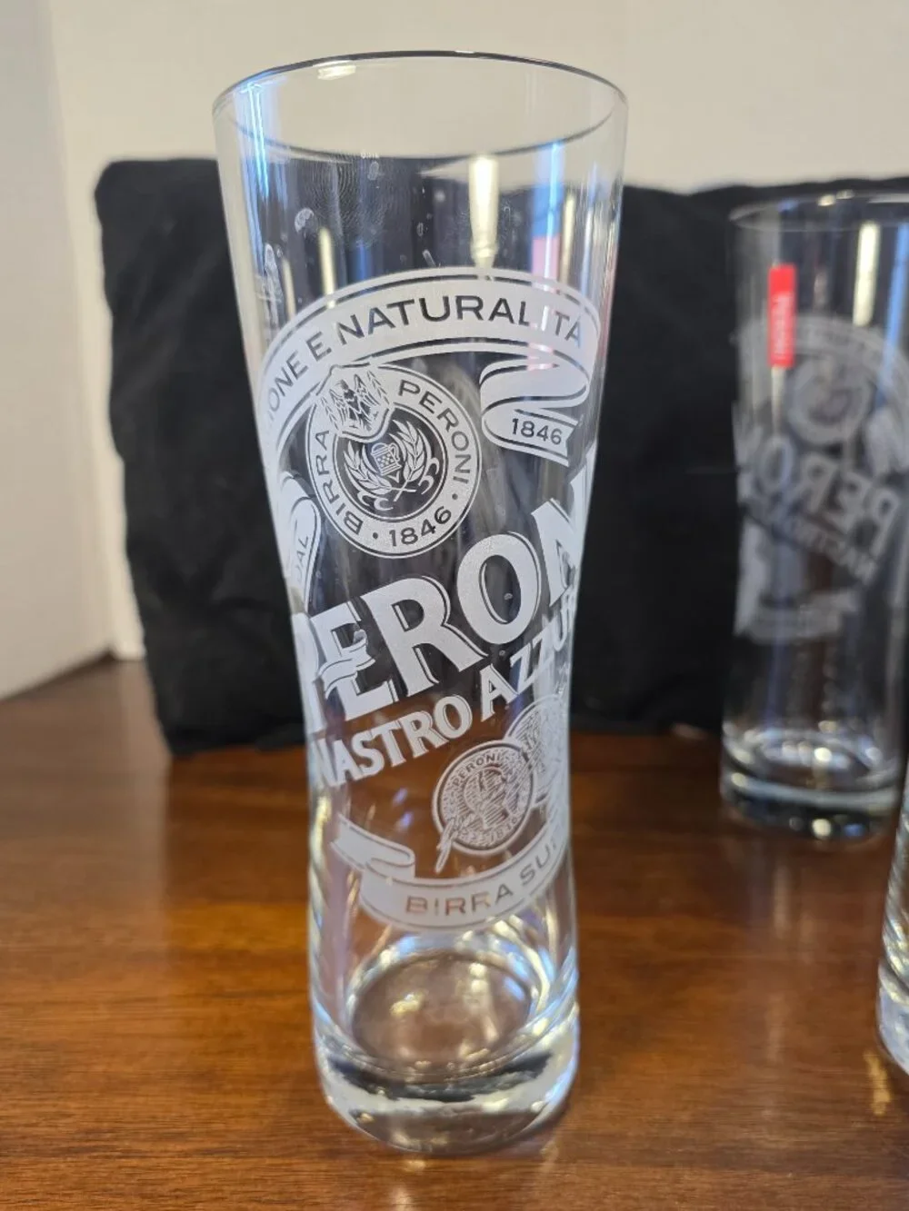 Peroni Nastro Azzurro Etched Beer Glasses set of 6